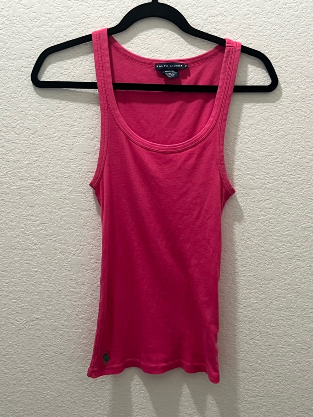 Ralph Lauren Pink Ribbed Pima Cotton Tank Top Medium